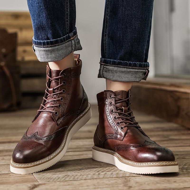 Boots |  Mens Brogue Leather Lace Up Boot Boots Boots