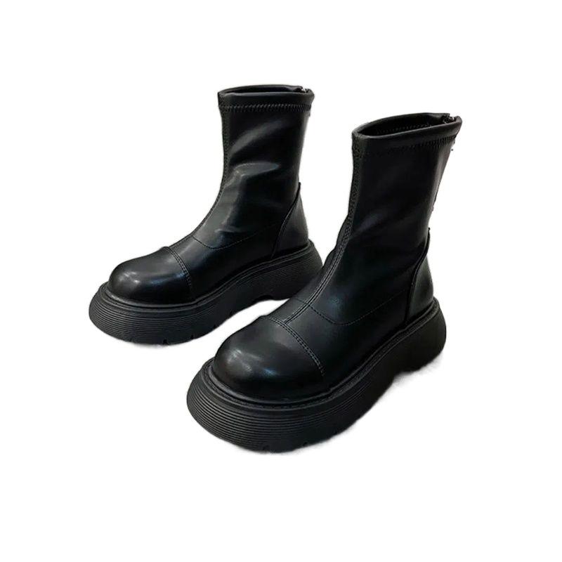 Boots |  Womens Leather Platform Boots Boots Black