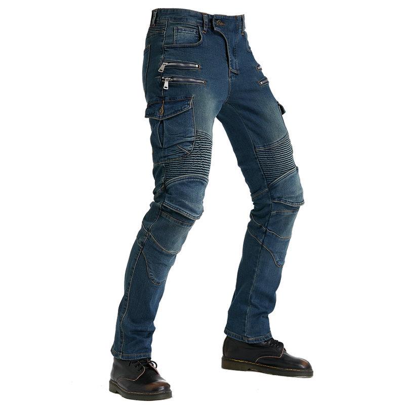 Denim |  Mens Light Blue Denim Biker Jeans Denim Blue