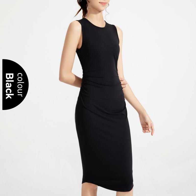 Dresses |  Womens Black Rib Racer Midi Dress Dresses Black