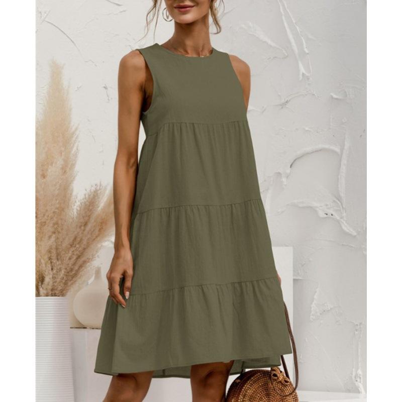 Dresses |  Womens Khaki Tiered Vest Maxi Dress Dresses Dresses