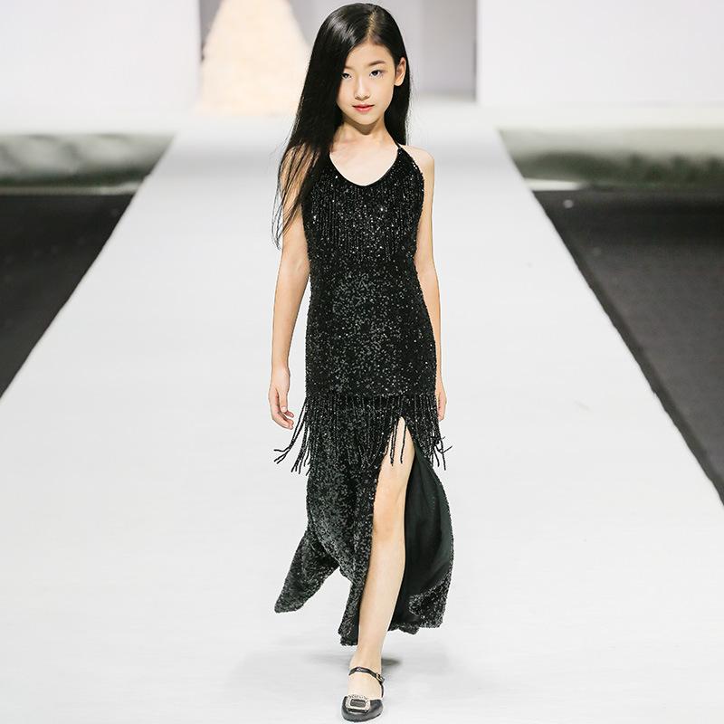 Dresses |  Womens Long Sequin Palm Tree Dress Dresses Black