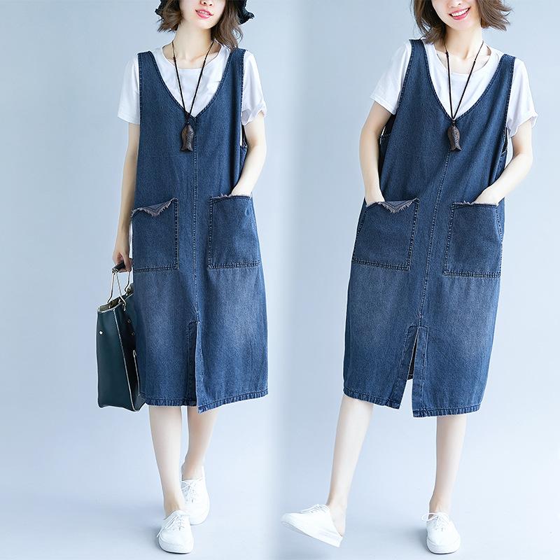 Dresses |  Womens Maple Denim Jersey Pinafore Dresses Dresses