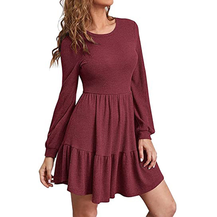 Dresses |  Womens Plum Plain Frill Hem Dress Dresses Dresses