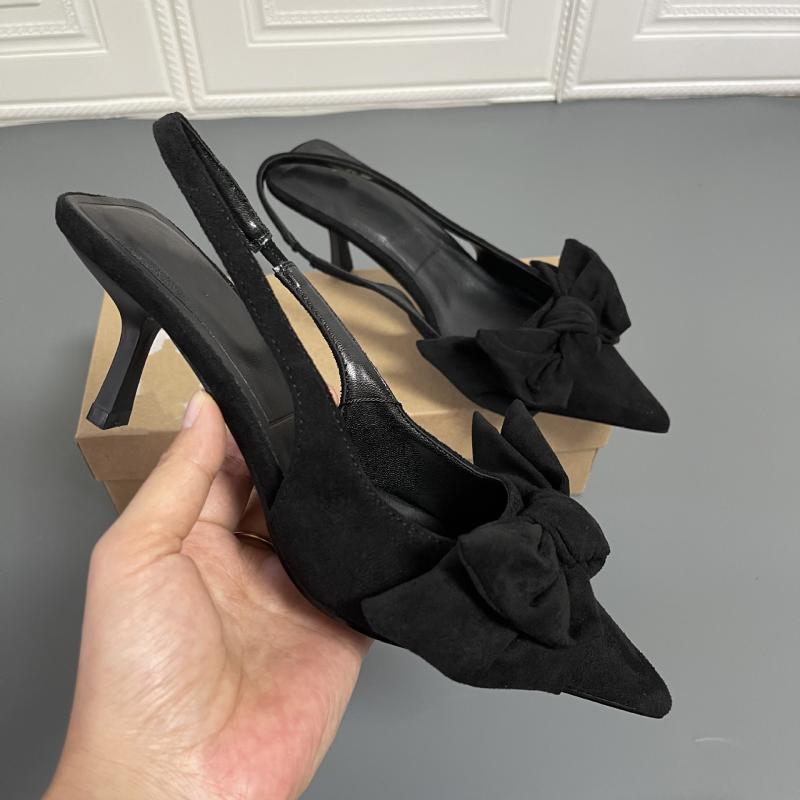 Heels |  Womens Black Bow Slingback Stiletto Heel Pumps Heels Black