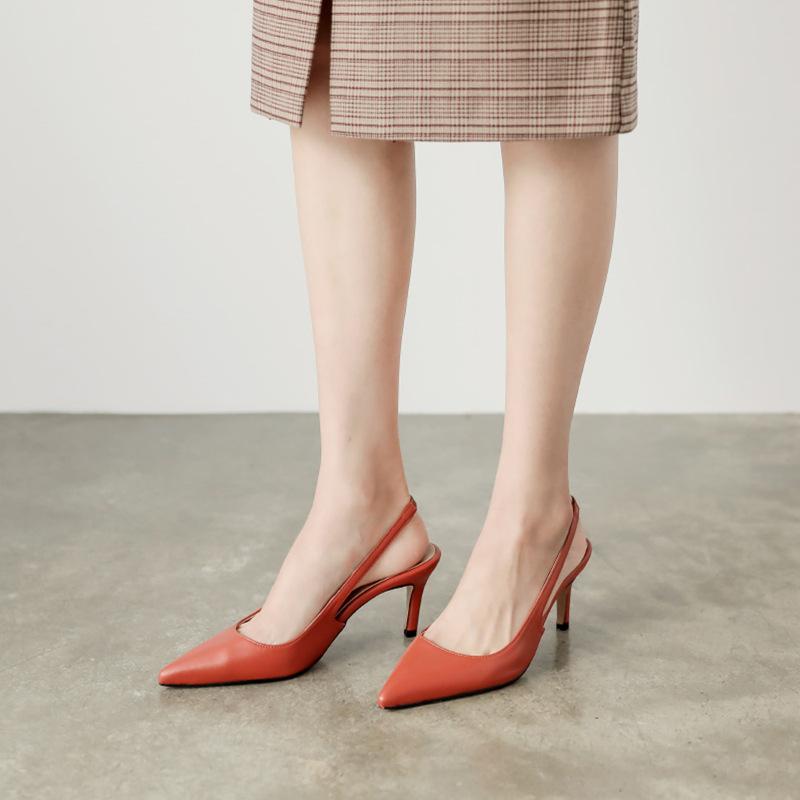 Heels |  Womens Red Plain Slingback Stiletto Heel Pumps Heels Heels