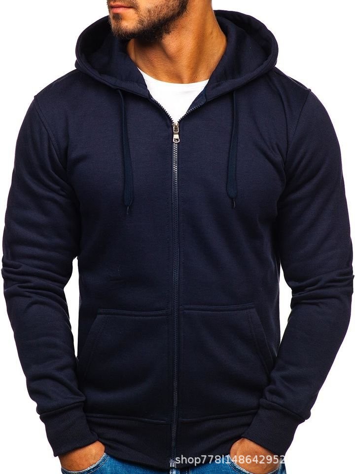 Hoodies & Sweatshirts |  Mens Blue Sherpa Borg Zip Through Hoody Mens Clothing Blue