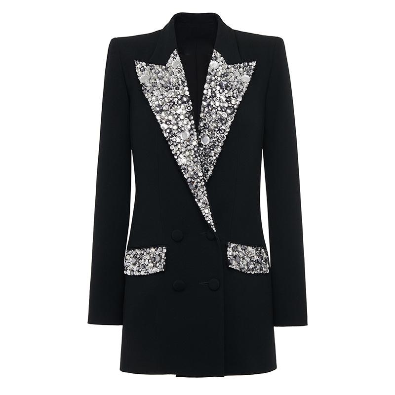 Jackets And Blazers |  Mens Crepe 1-Button Jacket With Kiss Embroidery Jackets And Blazers Black