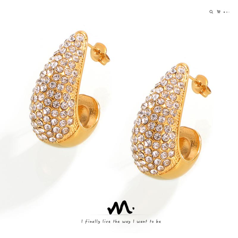 Jewellery |  Womens Gold Diamante Embellished Teardrop Earrings Jewellery Gold