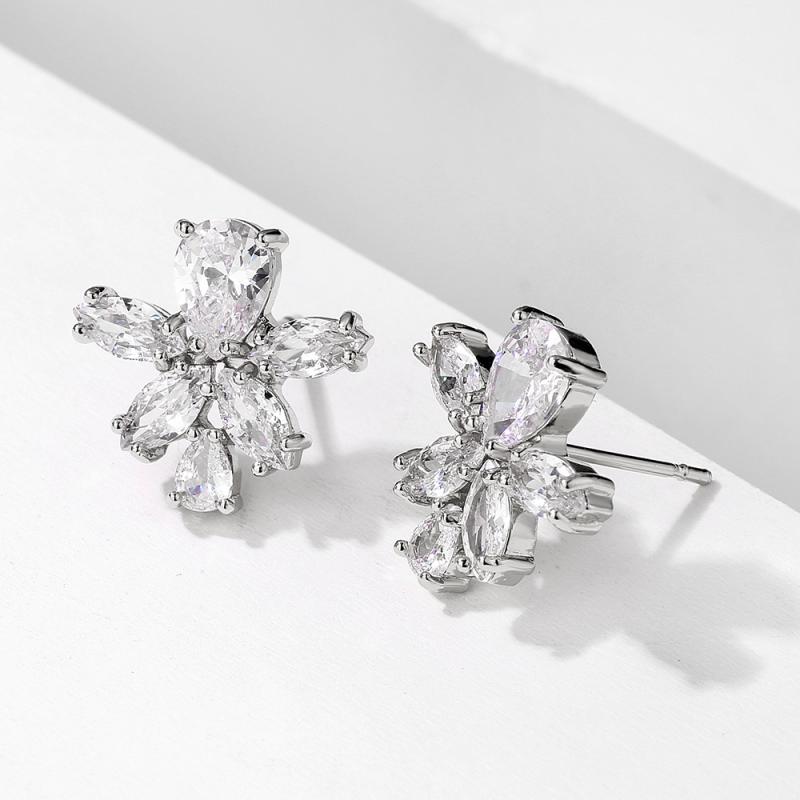 Jewellery |  Womens Silver Crystal Flower Stud Earrings Jewellery Jewellery