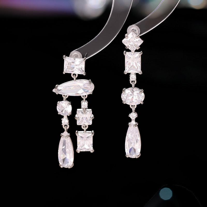 Jewellery |  Womens Silver Diamante Party Gem Drop Earrings Jewellery Jewellery