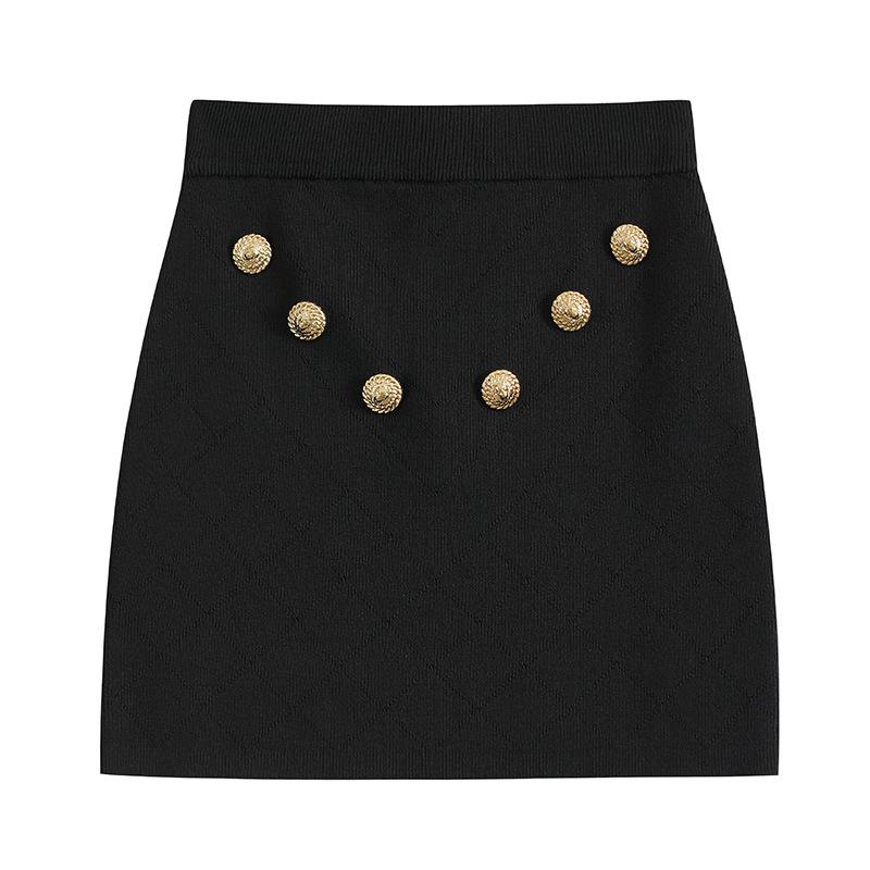 Knitwear |  Womens 6-Button Knit Skirt Knitwear Black