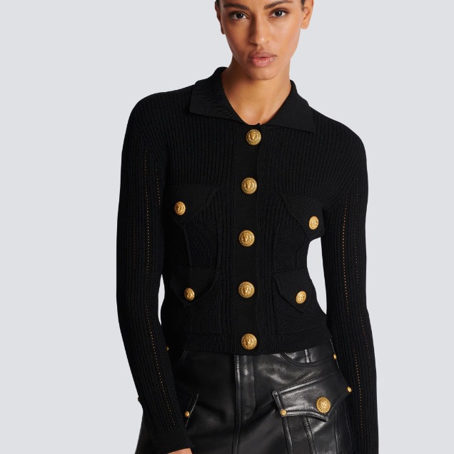 Knitwear |  Womens Buttoned Knit Cardigan Knitwear Black