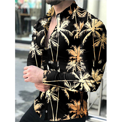 Outerwear |  Mens Printed Satin Palm Tree Bomber Jacket Mens Clothing Black