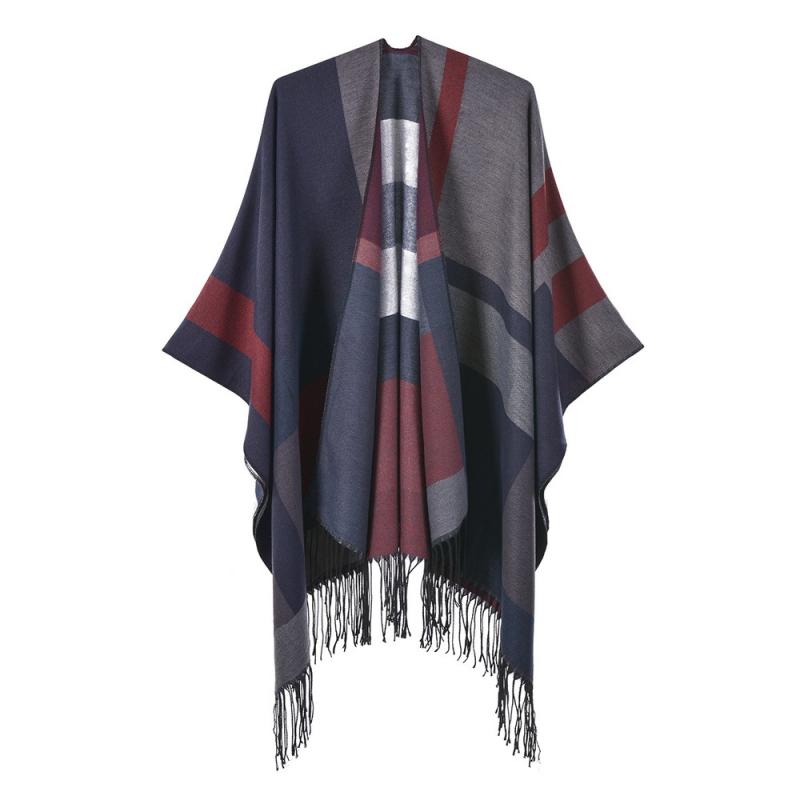 Scarves & Wraps |  Womens Burgundy Check Shawl Wrap Scarves & Wraps Red