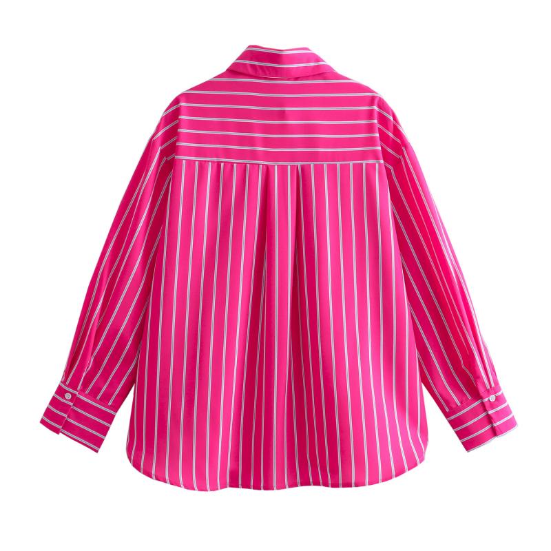 Shirts & Blouses |  Womens Pink & Blue Stripe Long Sleeve Shirt Shirts & Blouses Pink