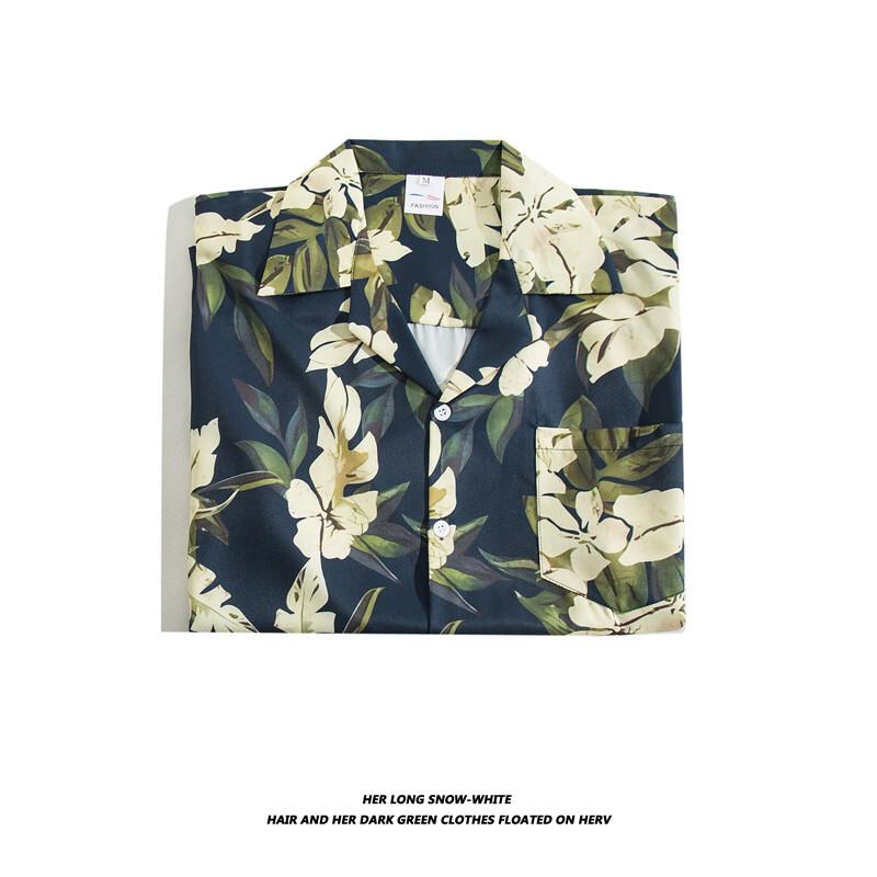 Shirts |  Mens Teal Floral Print Shirt Mens Clothing Blue