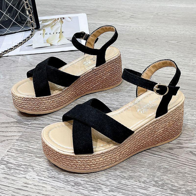 Shoes |  Womens Black Crossover Espadrille Wedges Heels Black