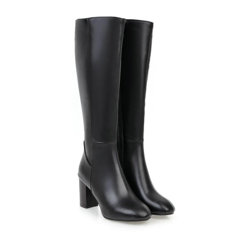 Shoes |  Womens Black Pu Knee High Block Heel Boots Womens Shoes Black