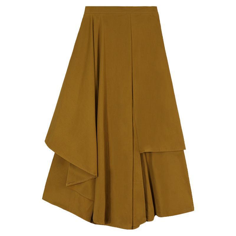 Skirts |  Womens Asymmetric Pleated Cotton Skirt Skirts beige