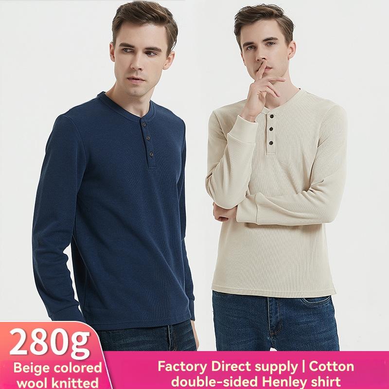 T-Shirts & Tops |  Mens Ecru Long Sleeve Henley T-Shirt Mens Clothing Mens