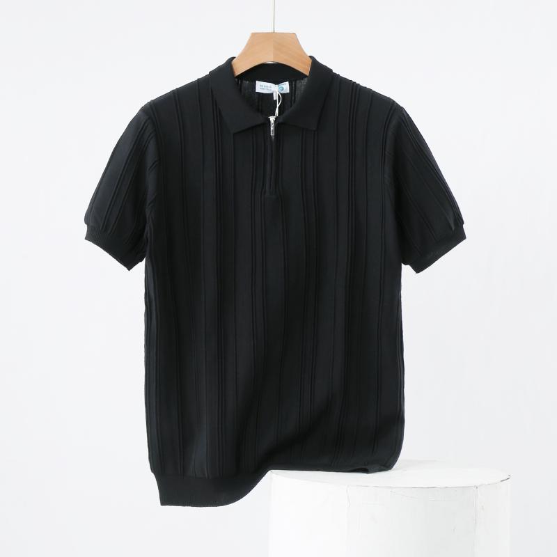 T-Shirts & Tops |  Mens Navy Cable Jacquard Textured Polo Shirt Mens Clothing Mens