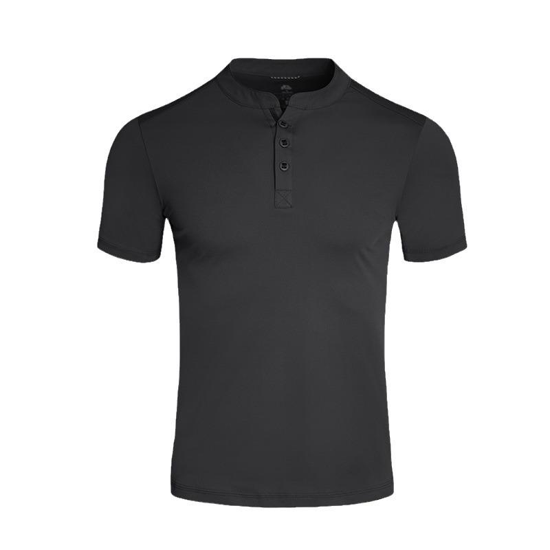 T-Shirts & Tops |  Mens Navy Granddad Collar Polo Shirt Mens Clothing Blue