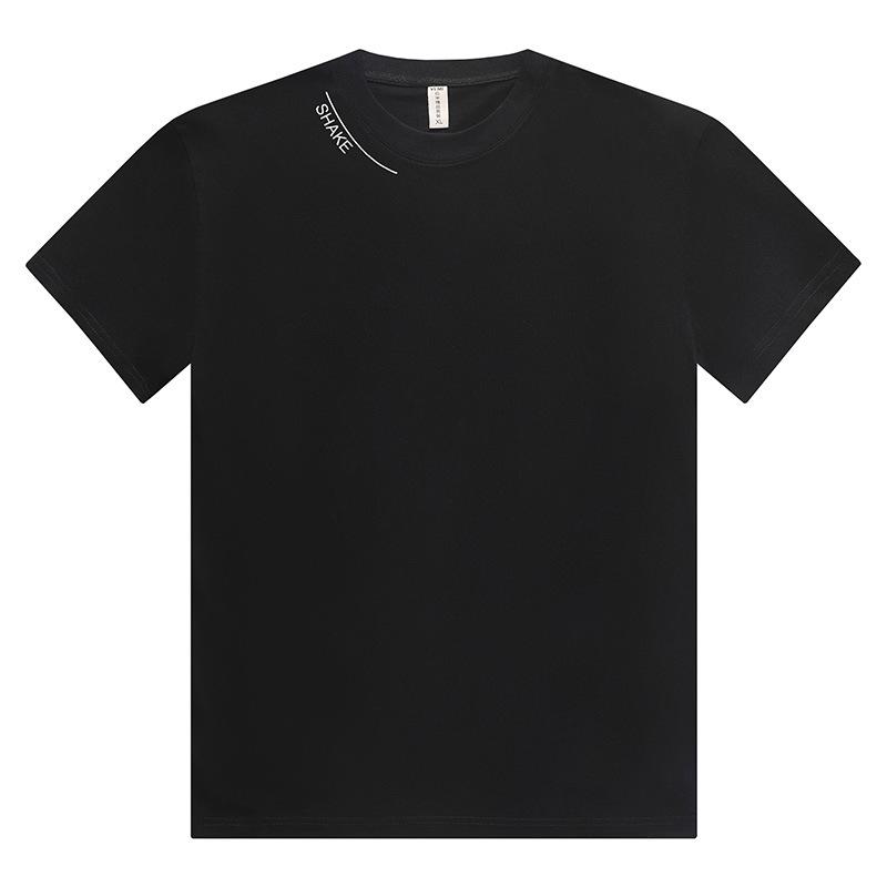 T-Shirts & Tops |  Mens T-Shirt With  Embroidery On The Neckline Mens Clothing Black