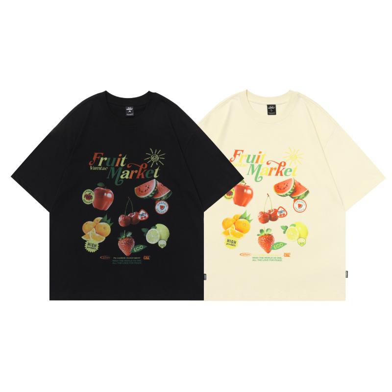 T-Shirts |  Womens Two-Tone T-Shirt With  Strawberry Print T-Shirts T-Shirts