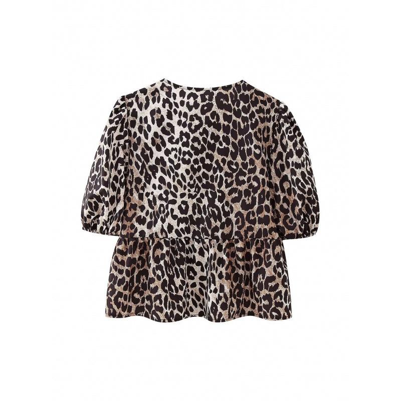 Tops & T-Shirts |  Womens Brown Leopard Print Smock Top Shirts & Blouses Brown