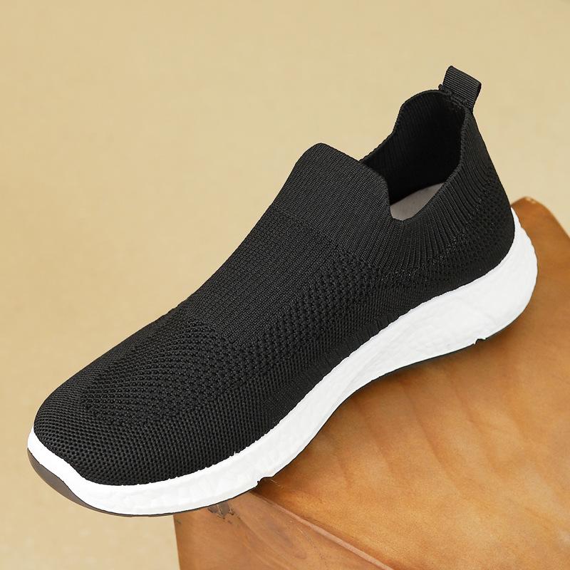 Trainers |  Womens Black Woven Slip On Trainers Shoes Black