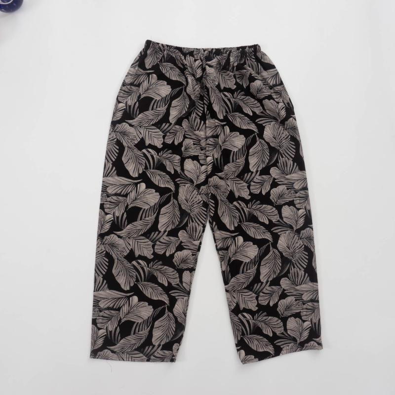 Trousers |  Womens Black Leaf Print Crinkle Culottes Trousers Black